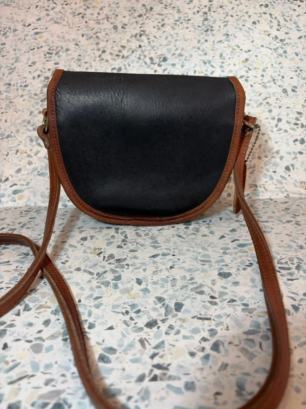 Vintage Coach Court Bag 9870 Spectator Black Brown Leather Crossbody USA - Picture 7 of 8